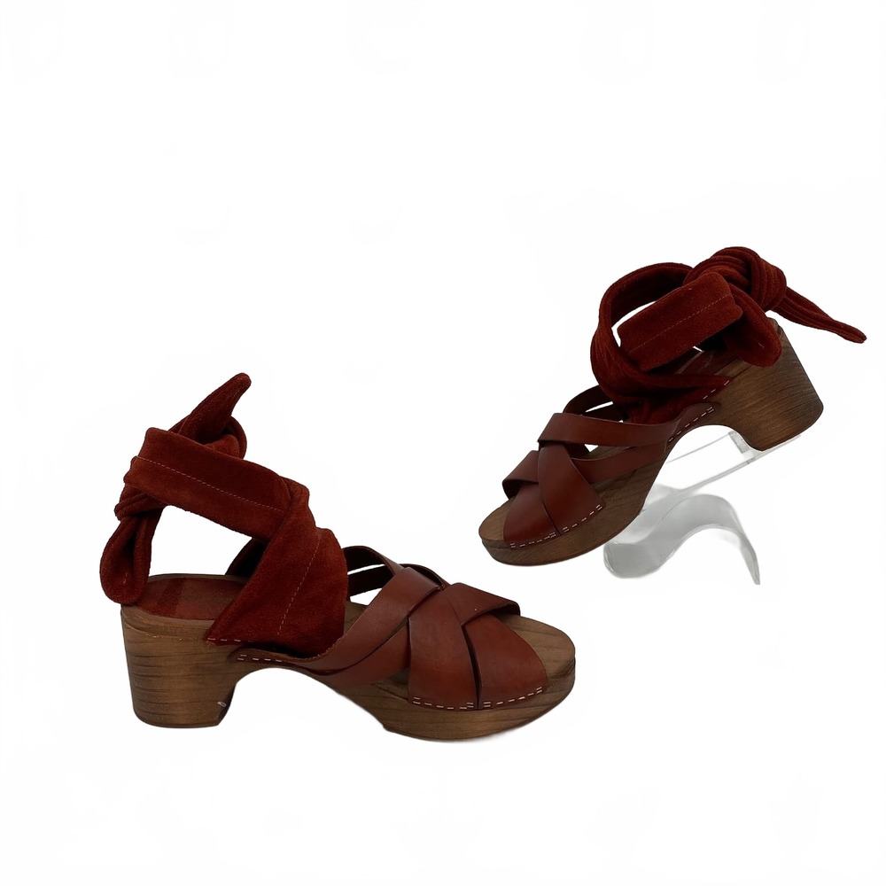 Free People Red Emmy Wrap Heels Mule | Womens 37EU